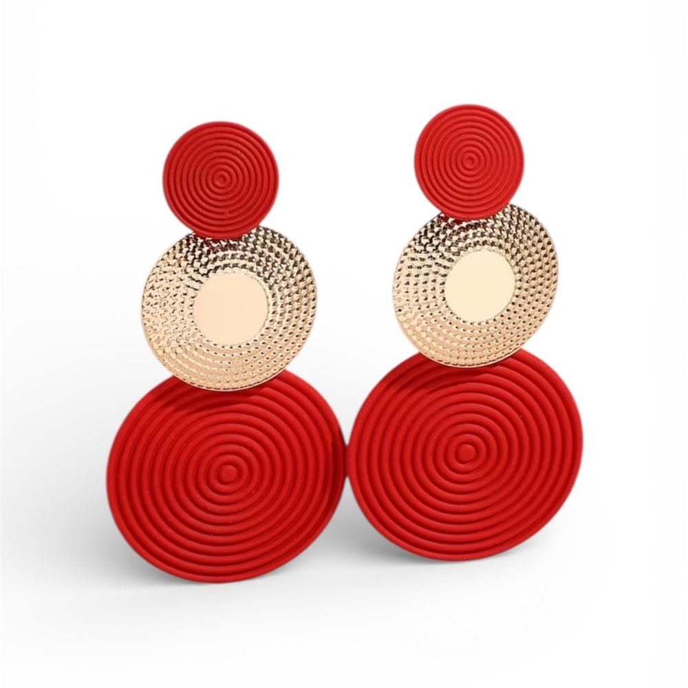 Elegant Red and Gold Earrings